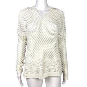 Abercrombie Kids Crochet Hoodie Sweater Girls 14 Cream Boho Beach Coverup NWOT